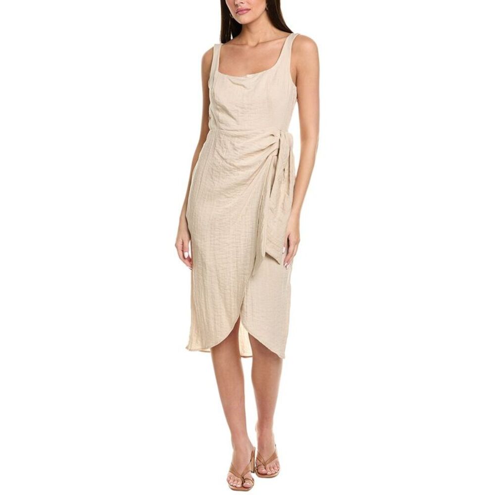 Sam Edelman Womens  Faux Wrap Midi Dress, Beige